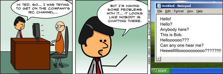 Geek Hero Comic – A webcomic for geeks: Managers And IRC