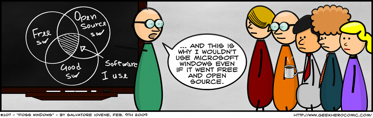 Geek Hero Comic – A webcomic for geeks: FOSS Windows
