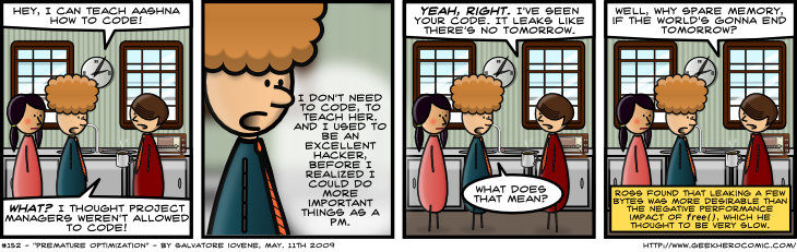 Geek Hero Comic – A webcomic for geeks: Premature Optimization