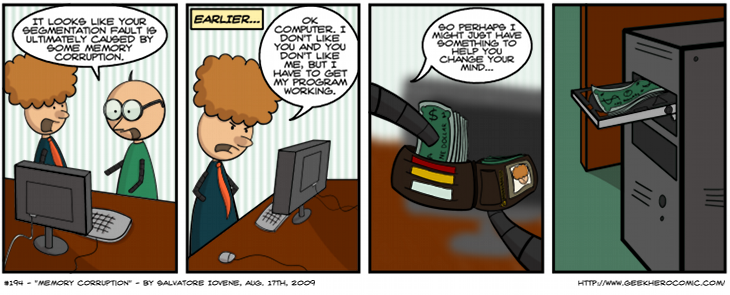 Geek Hero Comic – A webcomic for geeks: Memory Corruption